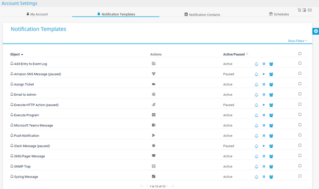 Notification Templates Settings