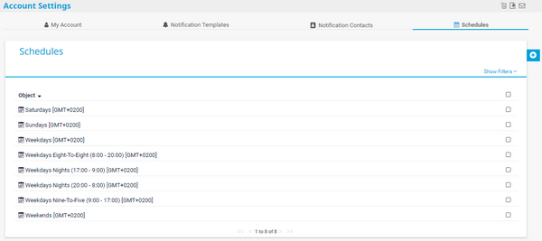 Schedules Settings