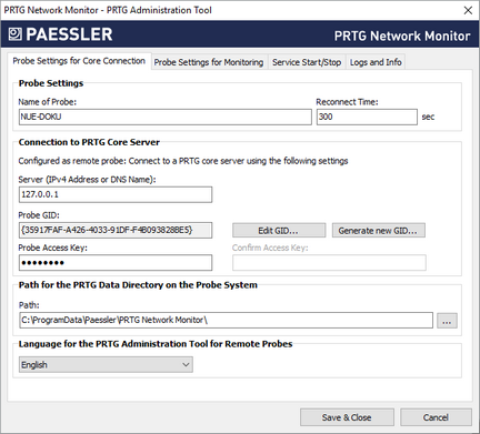 Probe Settings for Core Connection