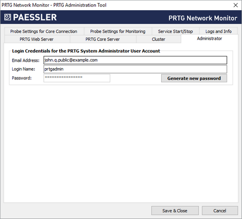 PRTG Administration Tool: Administrator