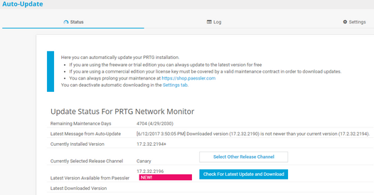 Automatic Software Update Page